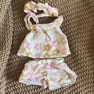 Charming Floral Kids Outfit and Headband Set